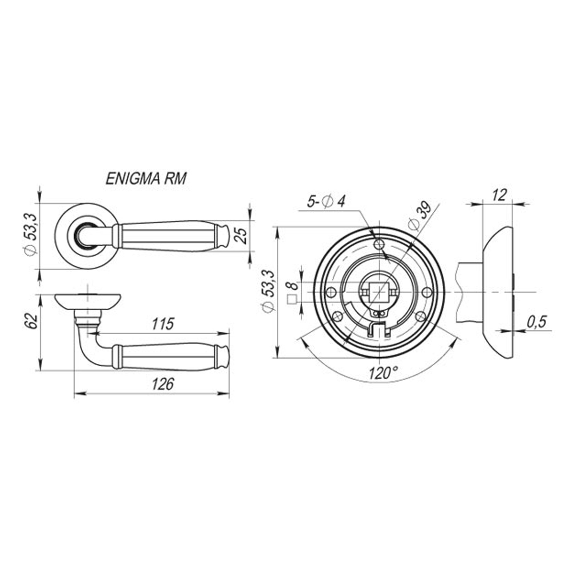 Ручка раздельная R.RM54.ENIGMA (ENIGMA RM) SN/CP-3 матовый никель/хром