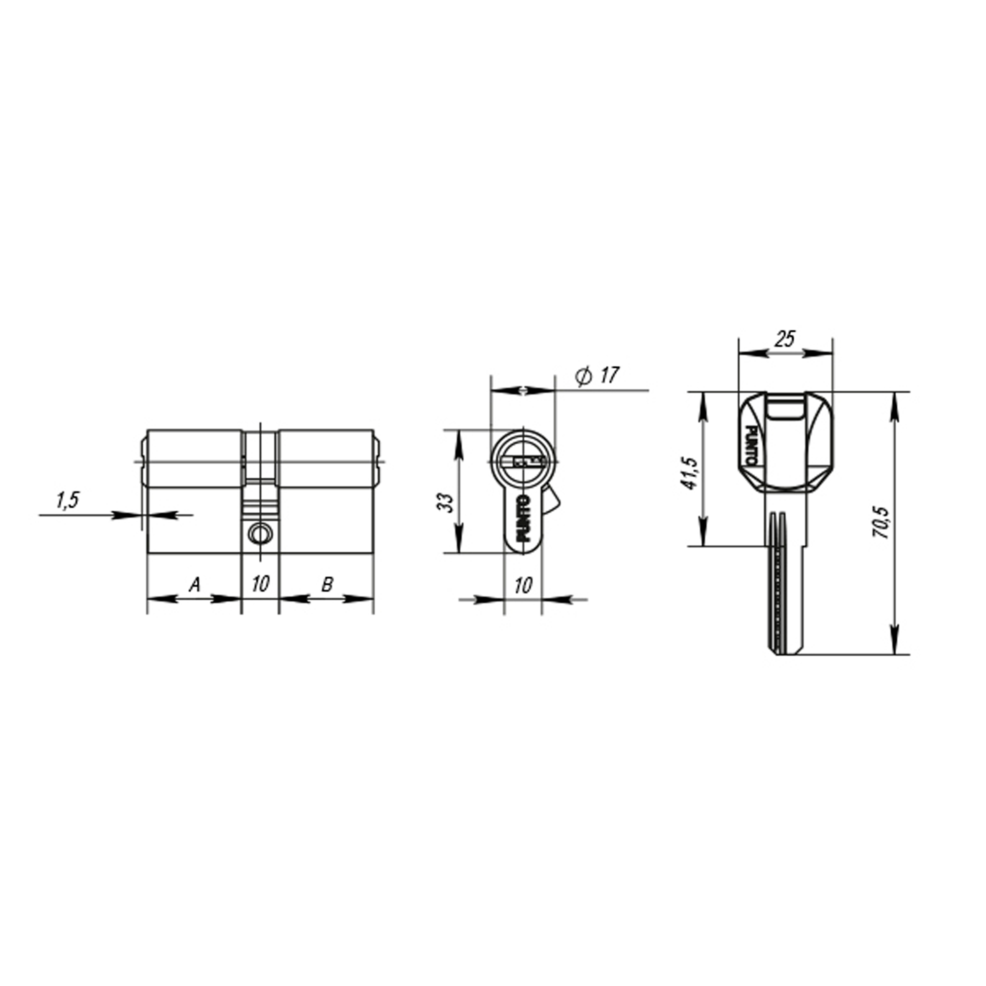Цилиндровый Punto (Пунто) механизм MaxPro7000Key90mm(30+10+50) SN никель 7key