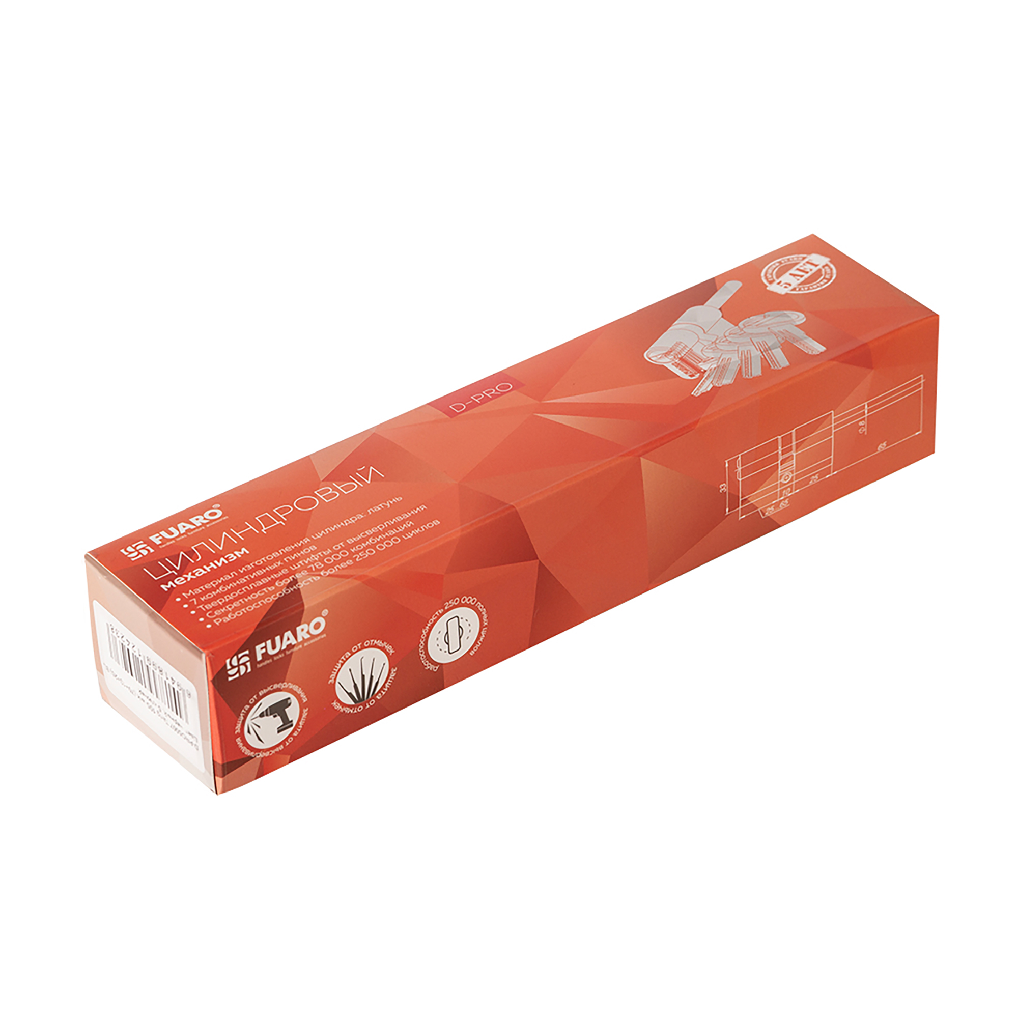 Цилиндровый Fuaro (Фуаро) механизм D-PRO5007 Tang 100 w/k (65+10+25) BL-24 черный 5Key без верт.