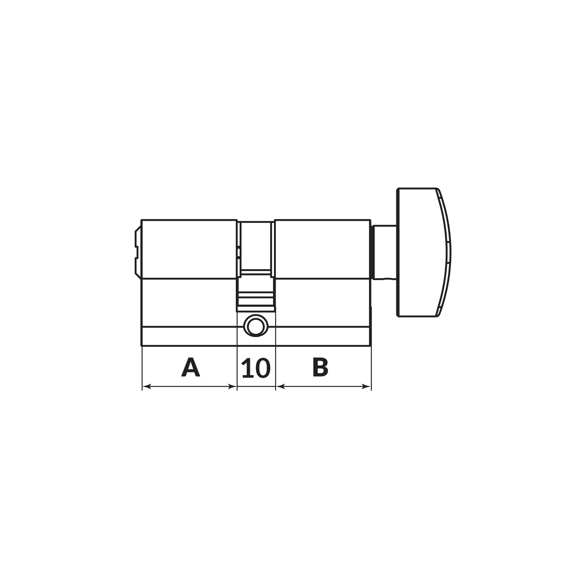 Цилиндровый Punto (Пунто) механизм MaxPro7002Knob52mm(21+10+21) BL черный 7key с вертушкой