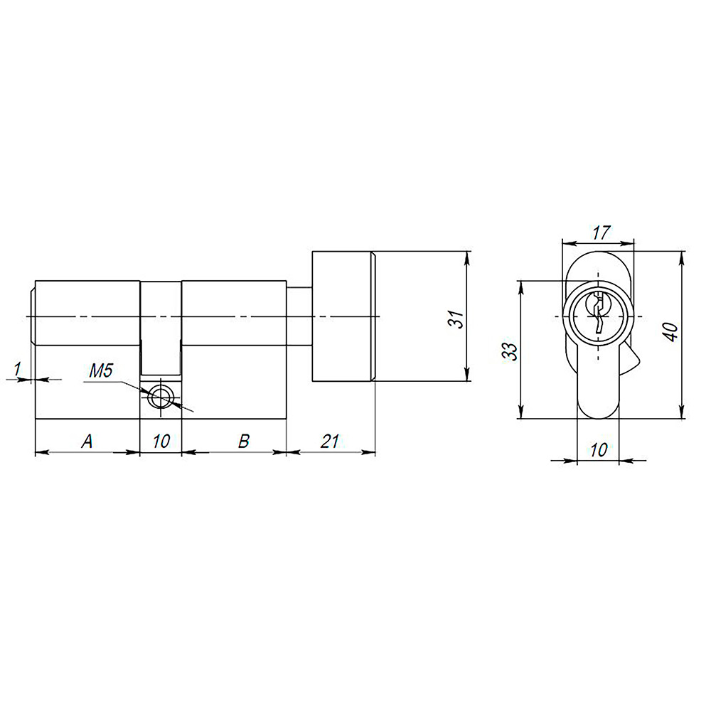 Цилиндровый Ajax (Аякс) механизм (AX102/80) AX1002Knob80 (30+10+40) CP хром с вертушкой