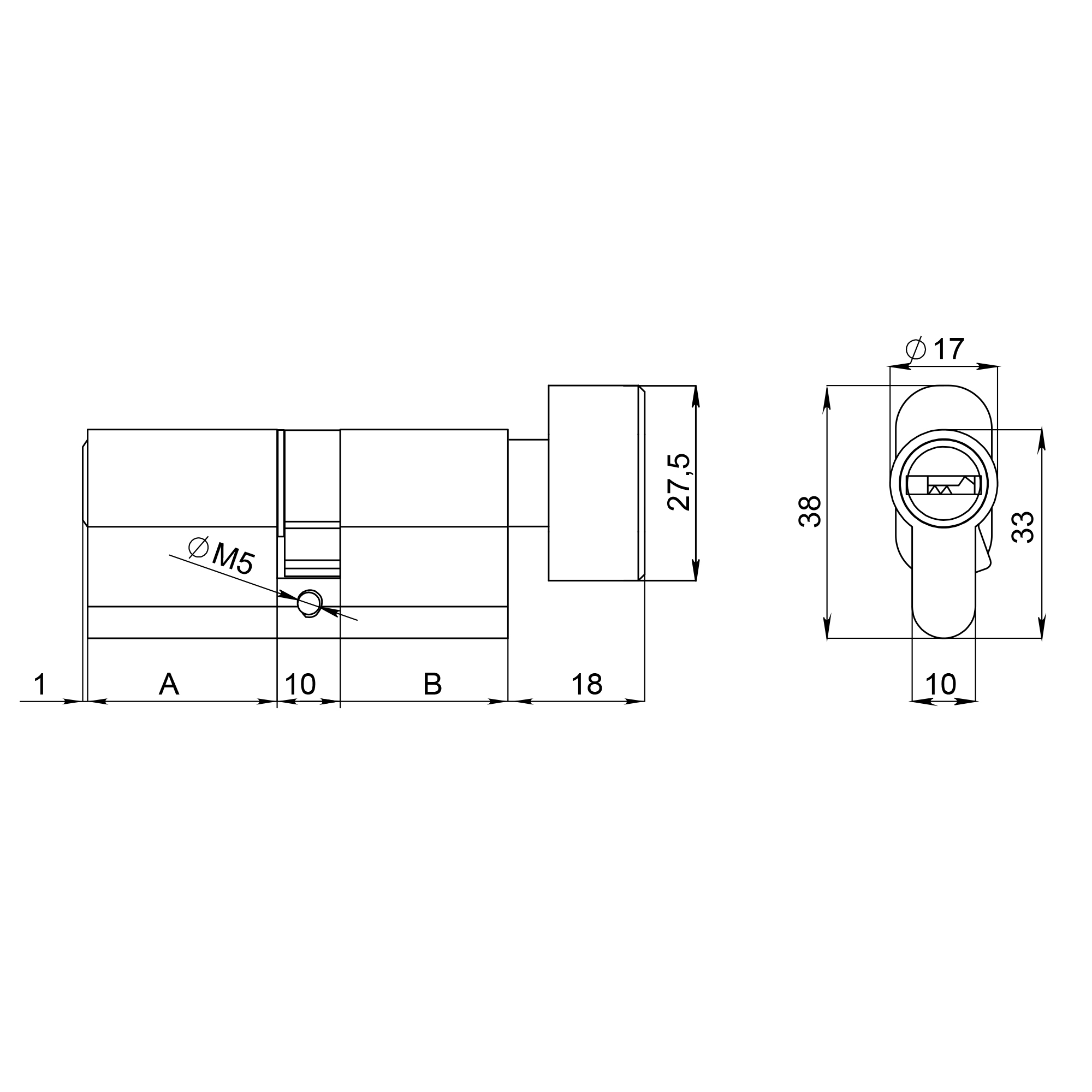 Цилиндровый Fuaro (Фуаро) механизм (200 ZM/120) 2000ZM Knob 120 (55+10+55) BL-24 черный 5Key с вертушкой