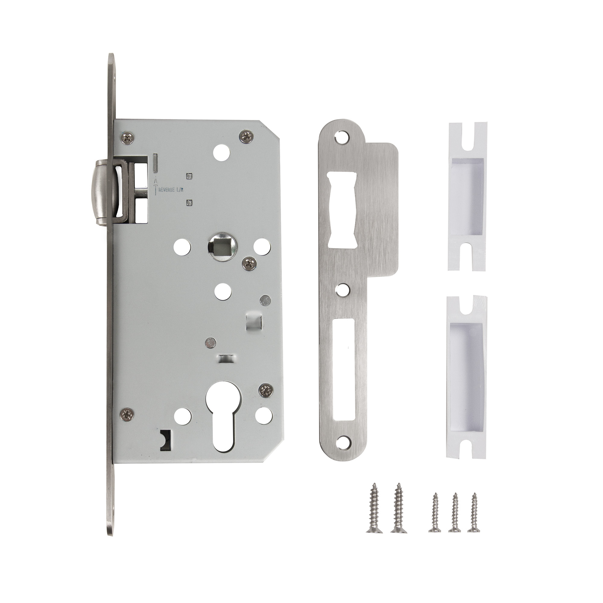 Замок Fuaro (Фуаро) врезной DD.INOX/C-55.72/R с роликовой защелкой (лиц.планка 20 мм)