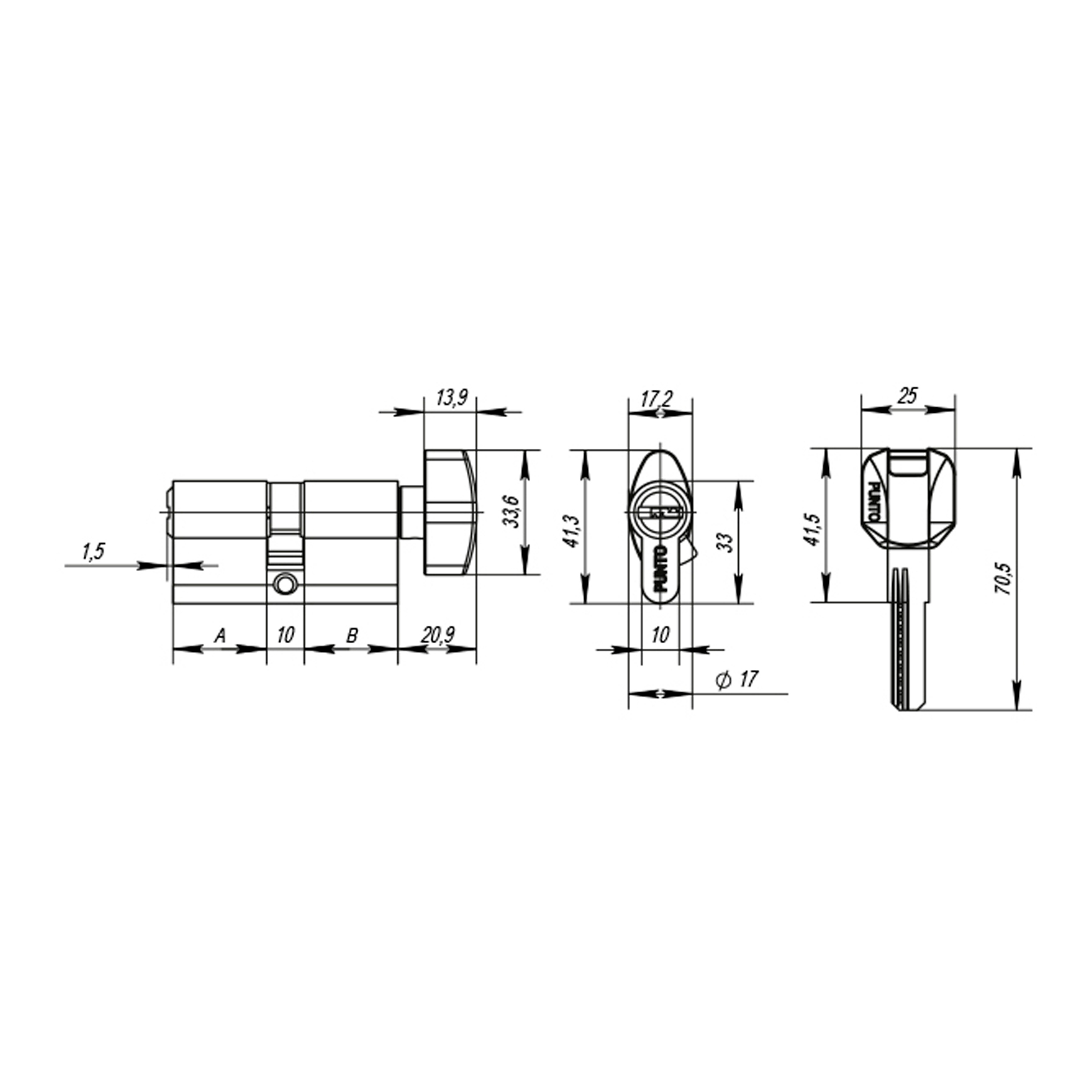 Цилиндровый Punto (Пунто) механизм MaxPro7002Knob100mm(50+10+40) SN никель 7key с вертушкой