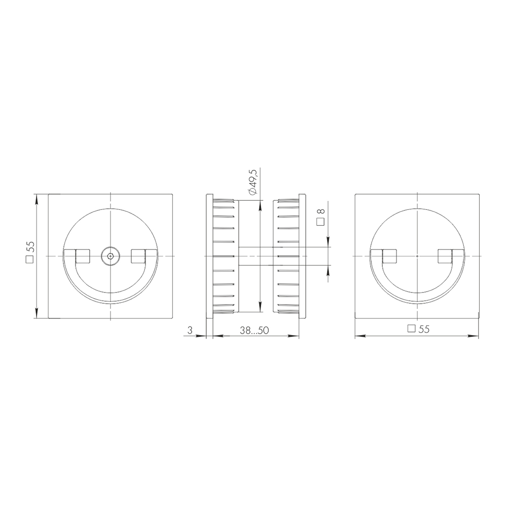 Ручка поворотная для раздвижных дверей  SH.QUADRO55.BK8x2 BL-26 черный