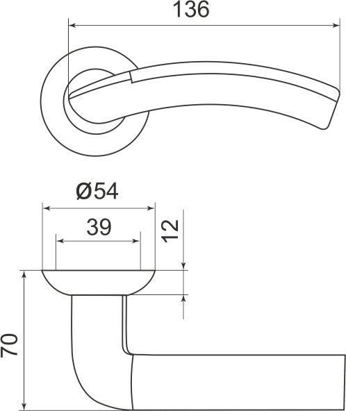 Ручка раздельная R.LD54.Libra27 (Libra LD27) SN/CP-3 матовый никель/хром