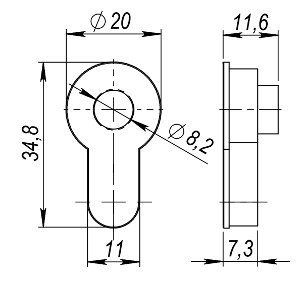 Вставка Armadillo (Армадилло) под шток ET.TANG.UNI (CYLINDER) СP-8 хром