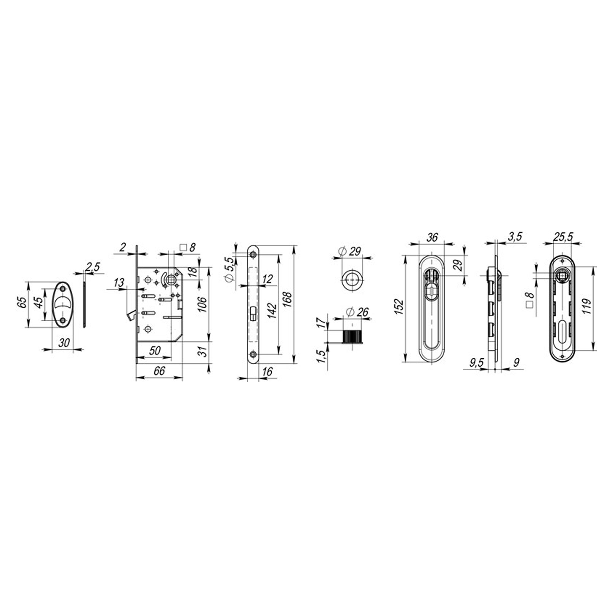 Набор для раздвижных дверей SH.LD152.KIT011-BK (SH011-BK) SG-1 матовое золото