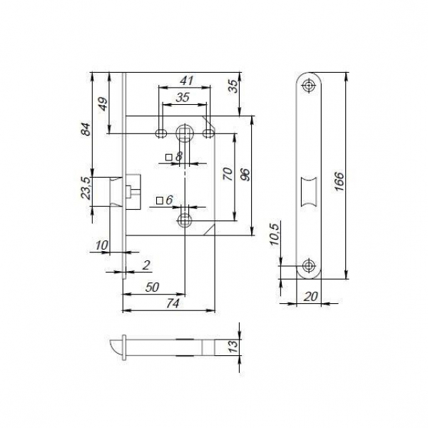 Защелка Punto (Пунто) PLASTPL72-R20 (PL72-R20) (врезная) SN мат. никель тех.упаковка без ответной планки
