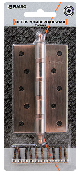 Петля Fuaro (Фуаро) универсальная IN5400UA-BL AB (4BB/A/BL 125x75x2,5) бронза БЛИСТЕР