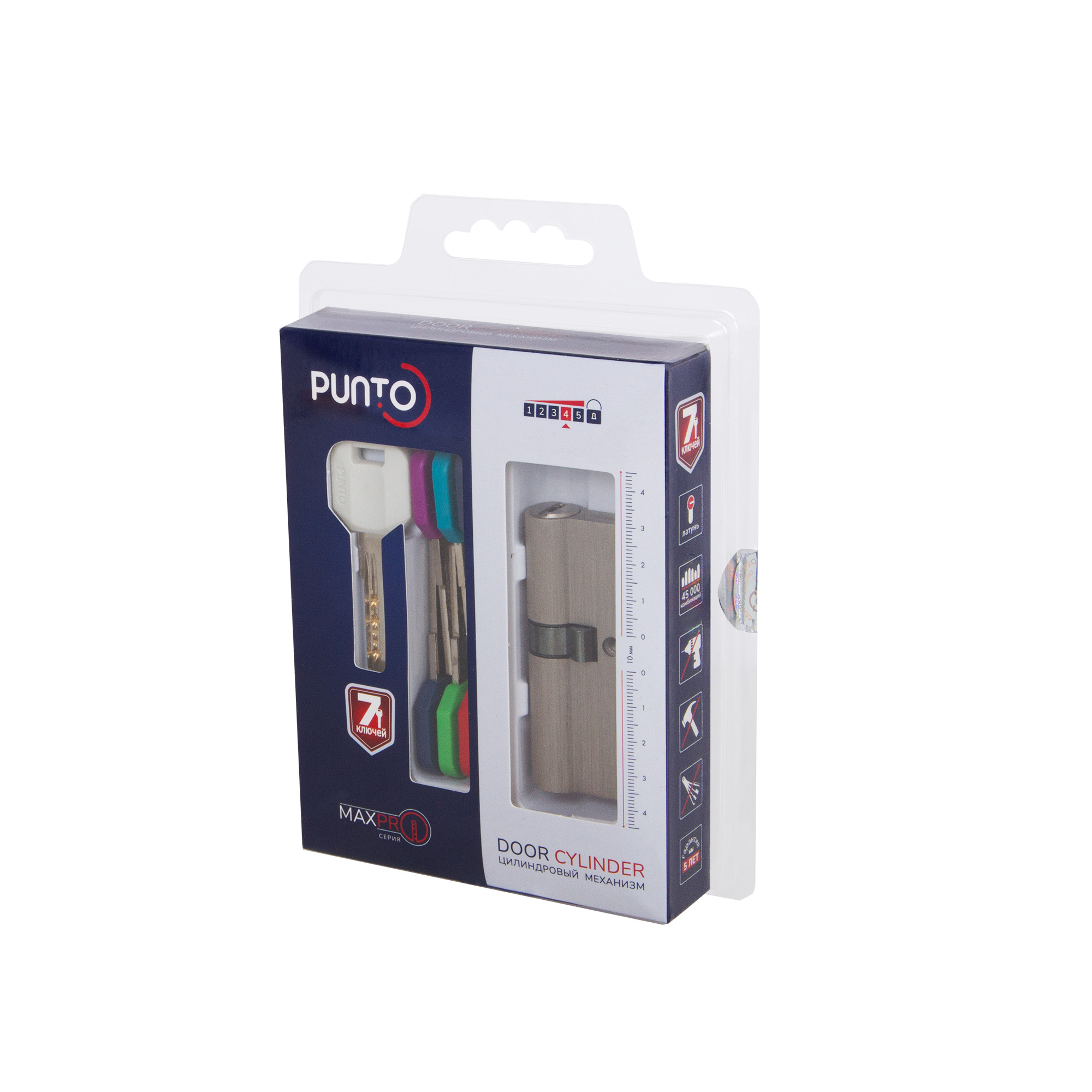 Цилиндровый Punto (Пунто) механизм MaxPro7000Key90mm(30+10+50) SN никель 7key