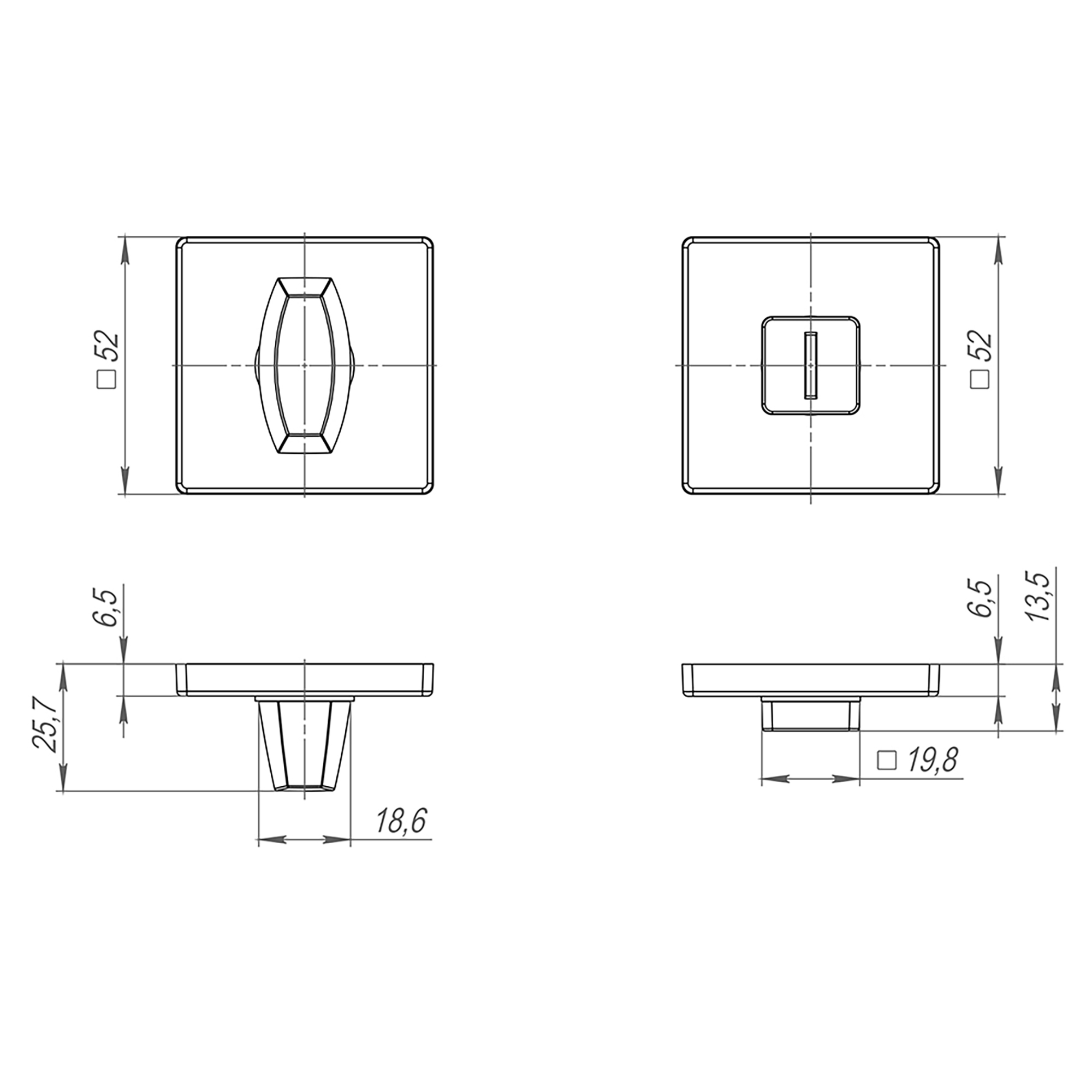 Ручка Fuaro (Фуаро) поворотная BK6.K.SL52 (BK6 SL) CP-8 хром
