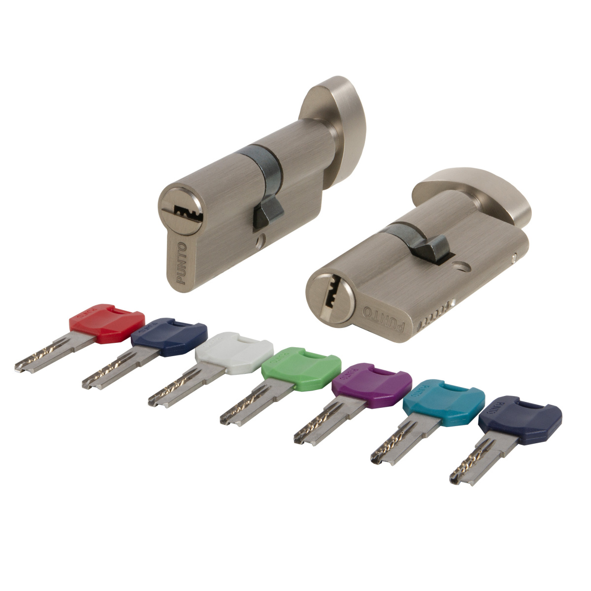 Цилиндровый Punto (Пунто) механизм MaxPro7002Knob90mm(55+10+25) SN никель 7key с вертушкой