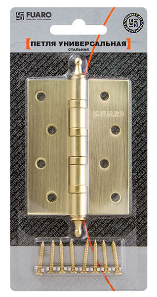 Петля Fuaro (Фуаро) универсальная IN4400UA-BL PB (4BB/A/BL 100x75x2,5) латунь БЛИСТЕР