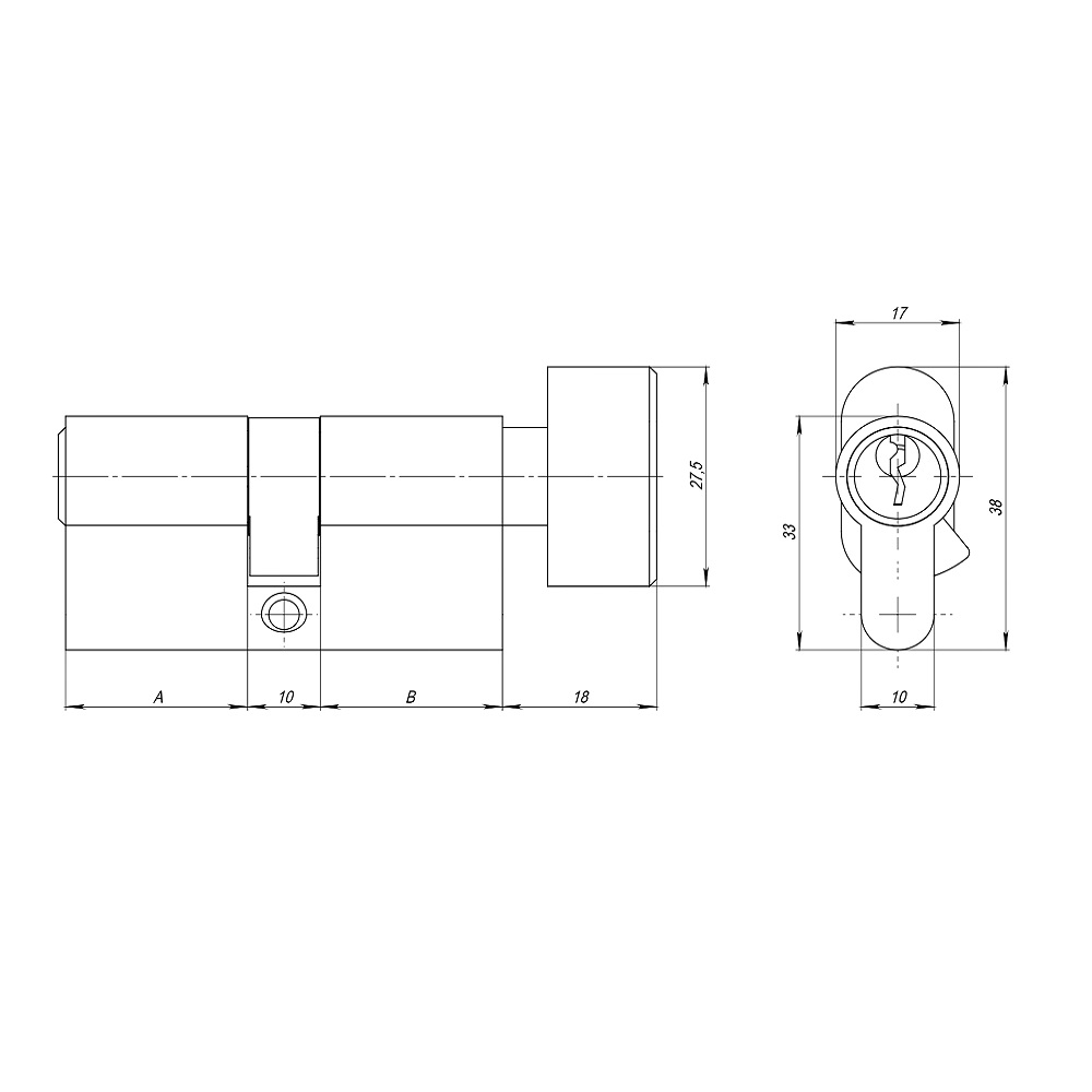 Цилиндровый Ajax (Аякс) механизм (AZ102/80) AZ1002Knob80 (35+10+35) CP хром