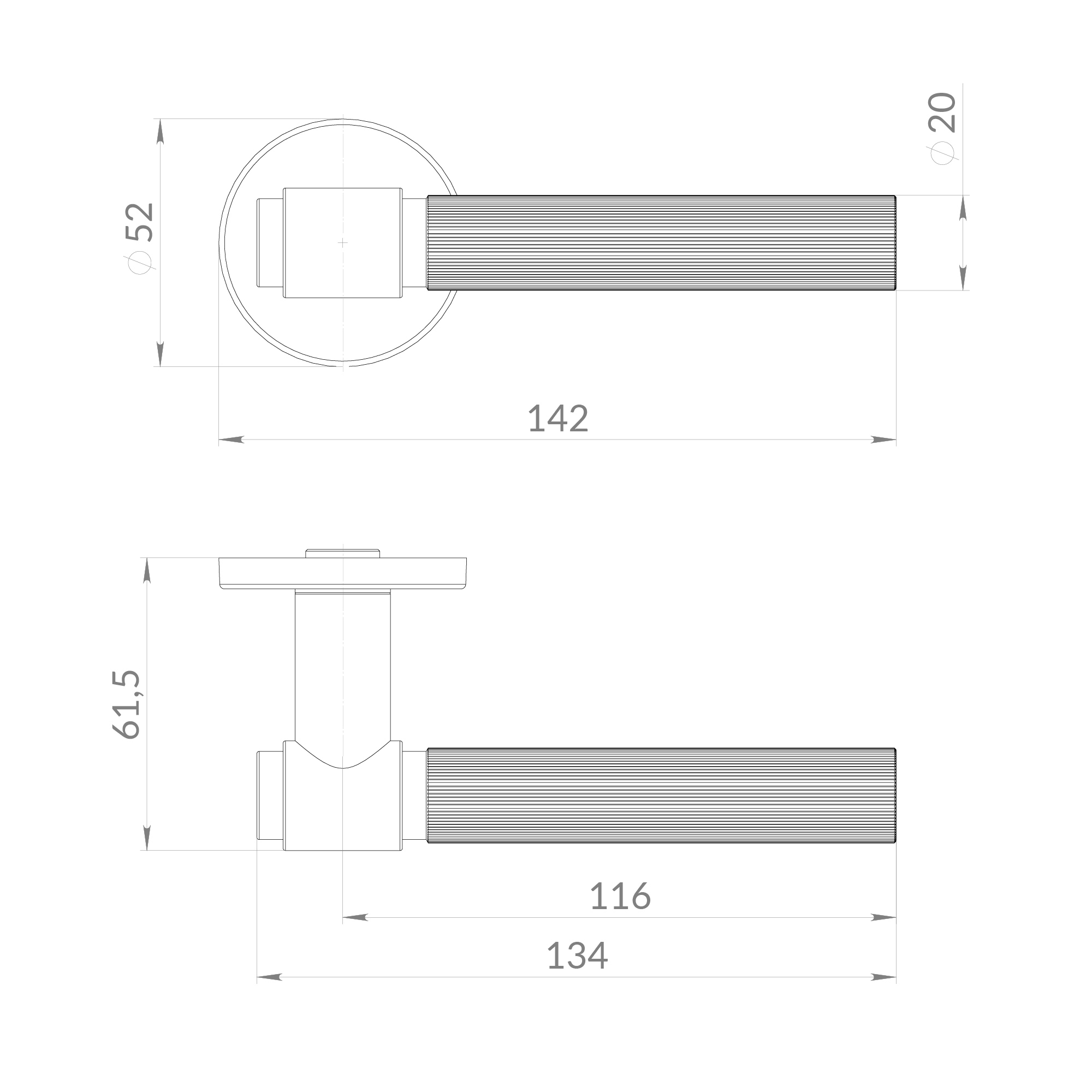 Ручка раздельная R.EST.R52.SHELL CP-8 хром