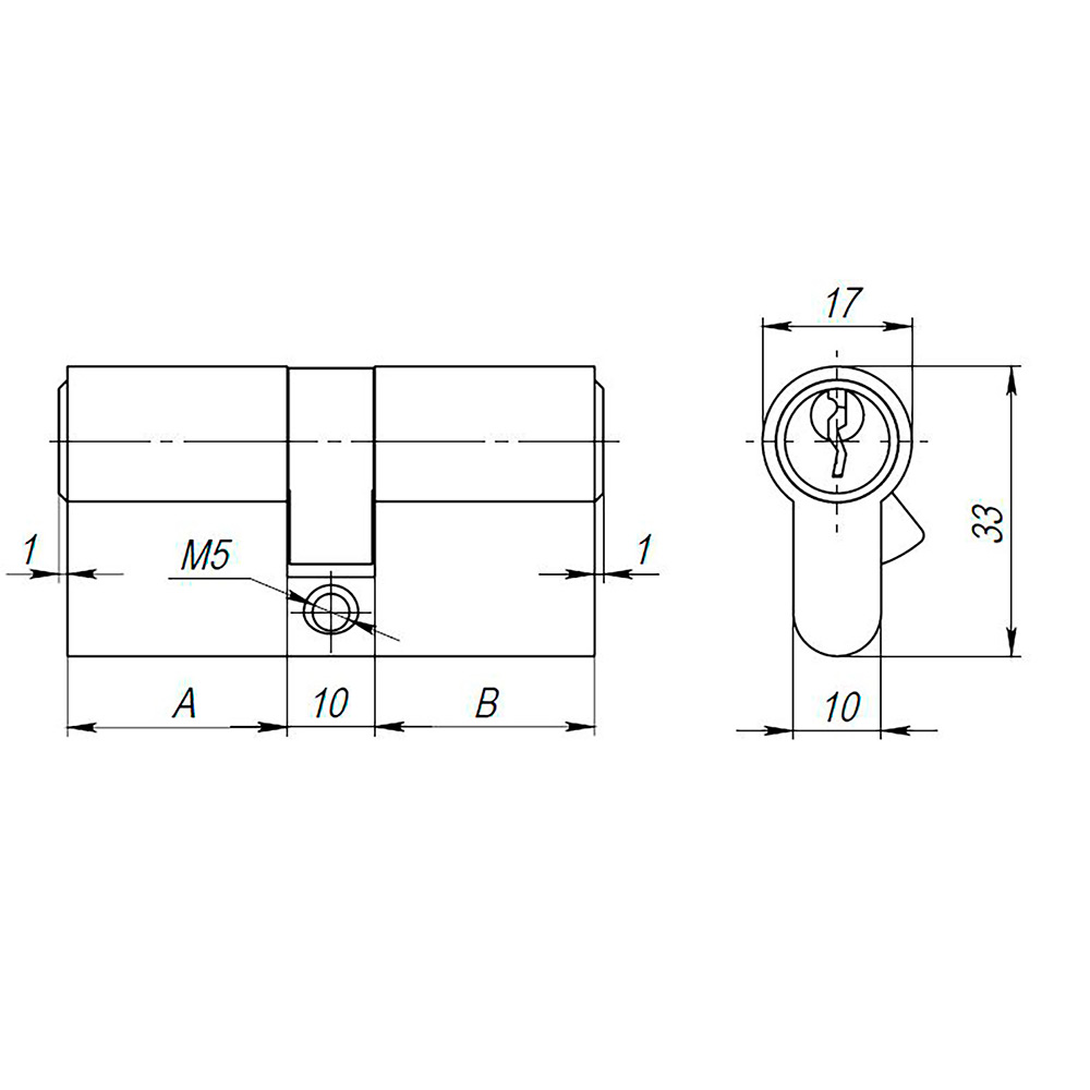 Цилиндровый Ajax (Аякс) механизм (AX100/60) AX1000Key60 (25+10+25) CP хром